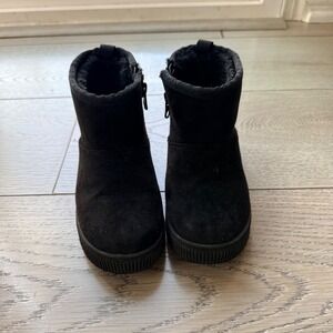 Cat & Jack Arlo Boots Black Faux Suede Fur Lined Toddler Girl Size 9